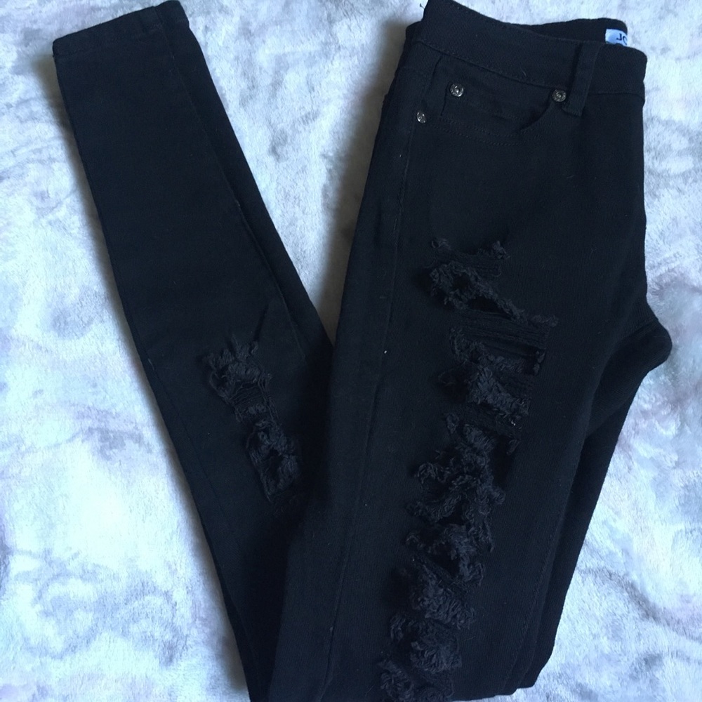 Black Distressed Skinny Jeans